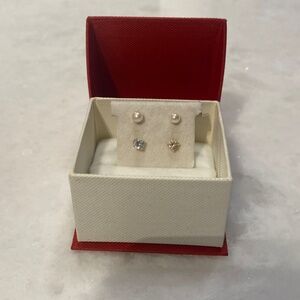 Set of Two Reversible Threaded Post Gold Earrings